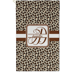 Leopard Print Golf Towel - Poly-Cotton Blend - Small w/ Name and Initial