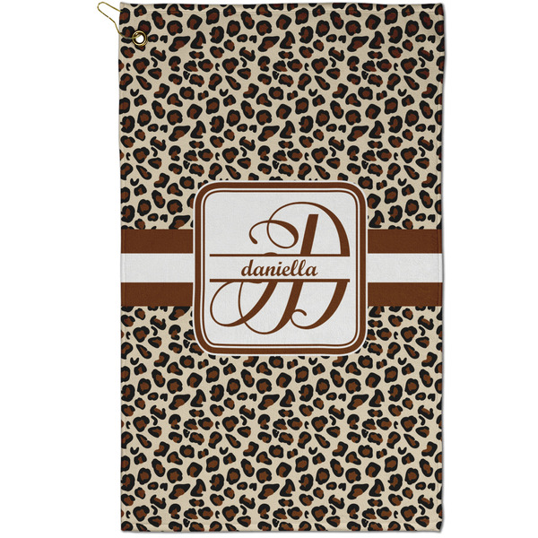 Custom Leopard Print Golf Towel - Poly-Cotton Blend - Small w/ Name and Initial
