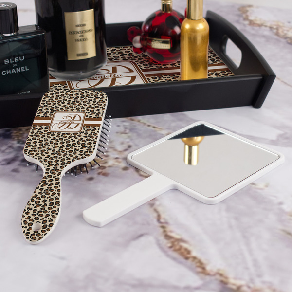 Leopard Print Hair Brush - With Hand Mirror