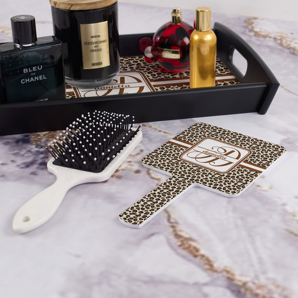 Leopard Print Hand Mirror - With Hair Brush