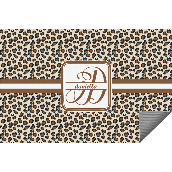 Custom Leopard Print Indoor / Outdoor Rug - 6'x8' w/ Name and Initial