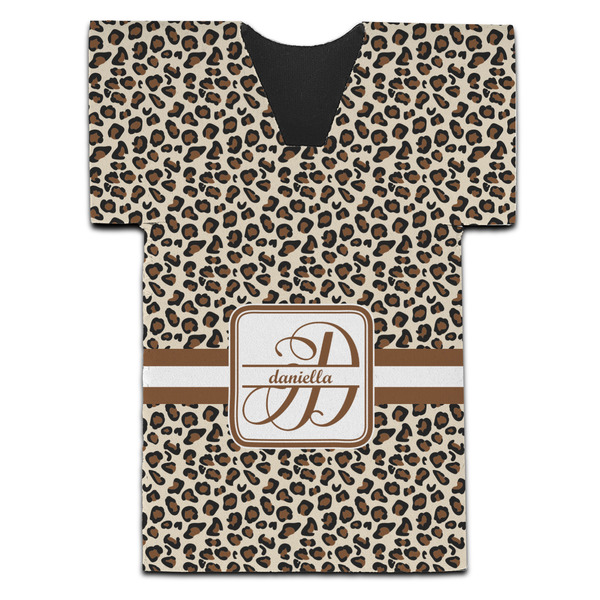 Custom Leopard Print Jersey Bottle Cooler (Personalized)
