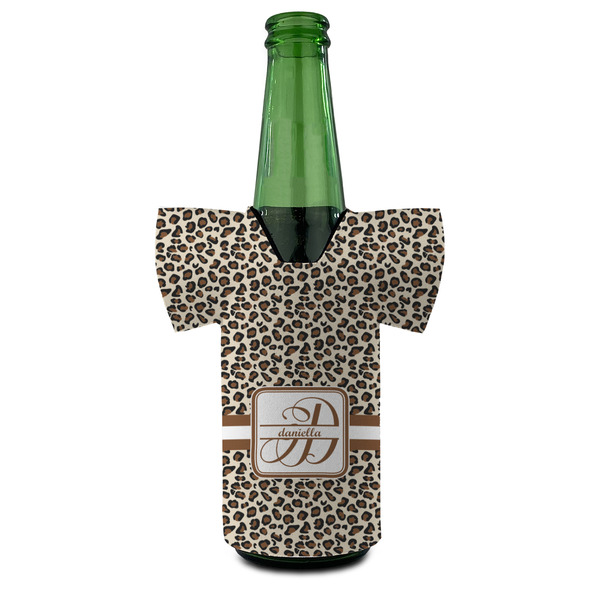 Leopard Print Jersey Bottle Cooler - Set of 4 - FRONT (on bottle)
