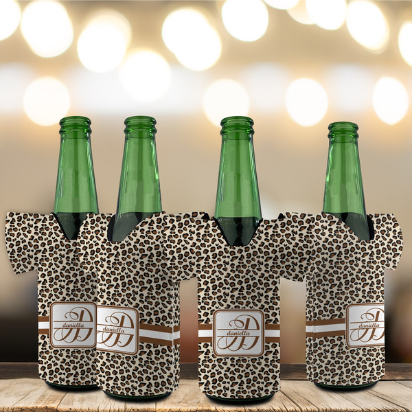 Leopard Print Jersey Bottle Cooler - Set of 4 - LIFESTYLE