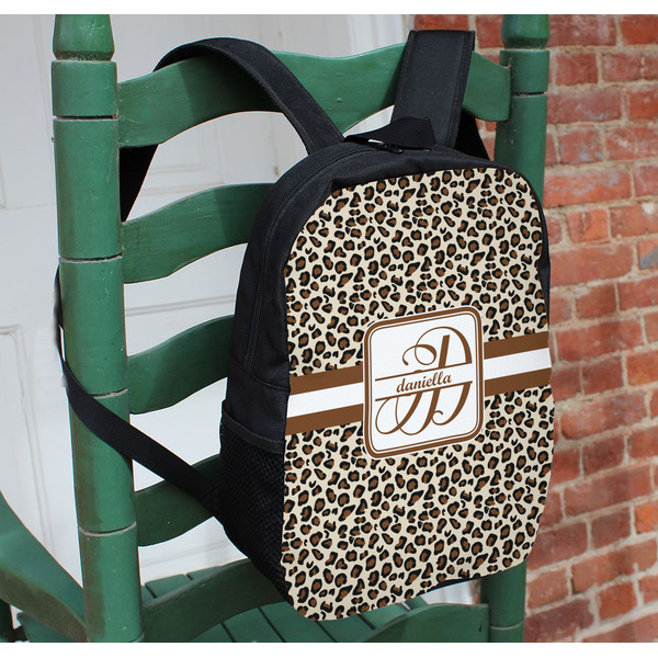 Leopard Print Kids Backpack - In Context