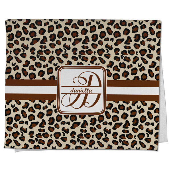 Custom Leopard Print Kitchen Towel - Poly Cotton w/ Name and Initial