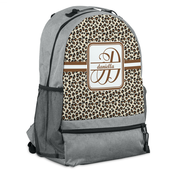 Custom Leopard Print Backpack - Grey (Personalized)
