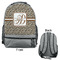 Leopard Print Large Backpack - Gray - Front & Back View