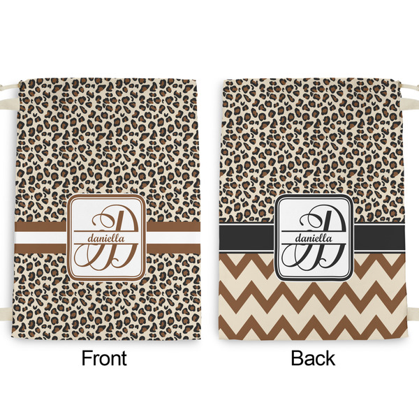 Leopard Print Large Laundry Bag - Front & Back View