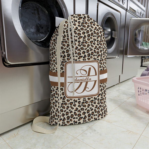Leopard Print Large Laundry Bag - In Context