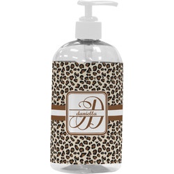 Leopard Print Plastic Soap / Lotion Dispenser (16 oz - Large - White) (Personalized)