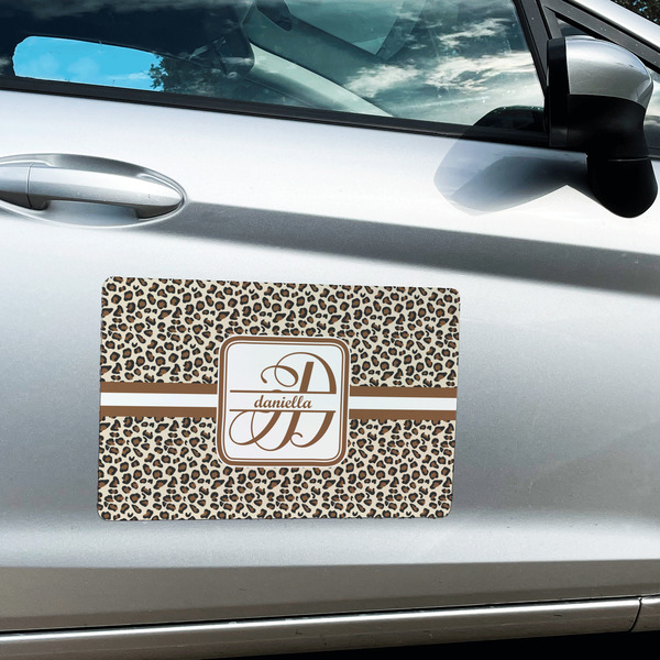 Leopard Print Large Rectangle Car Magnets- In Context