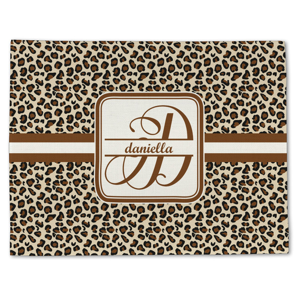 Custom Leopard Print Single-Sided Linen Placemat - Single w/ Name and Initial