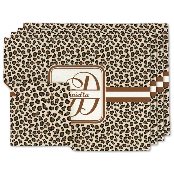 Custom Leopard Print Linen Placemat w/ Name and Initial