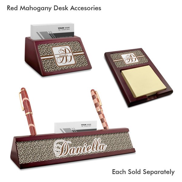 Leopard Print Mahogany Desk Accessories