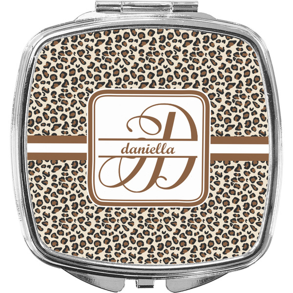 Custom Leopard Print Compact Makeup Mirror (Personalized)