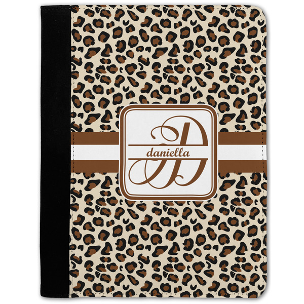 Custom Leopard Print Notebook Padfolio - Medium w/ Name and Initial
