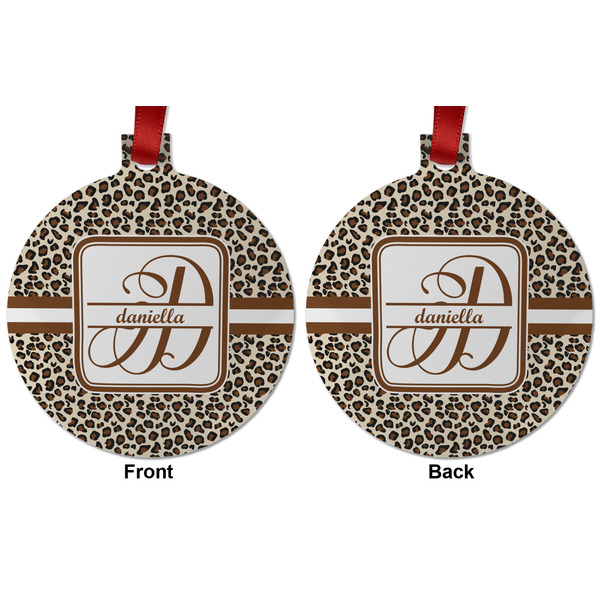 Leopard Print Metal Ball Ornament - Front and Back