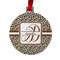 Leopard Print Metal Ball Ornament - Double Sided w/ Name and Initial