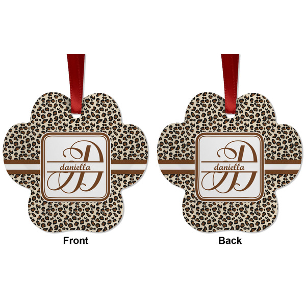 Leopard Print Metal Paw Ornament - Front and Back