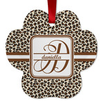 Leopard Print Metal Paw Ornament - Double Sided w/ Name and Initial