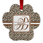 Leopard Print Metal Paw Ornament - Double Sided w/ Name and Initial