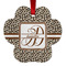 Leopard Print Metal Paw Ornament - Double Sided w/ Name and Initial