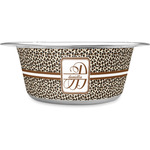 Leopard Print Stainless Steel Dog Bowl (Personalized)