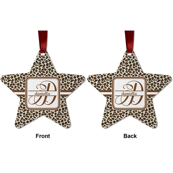 Leopard Print Metal Star Ornament - Front and Back