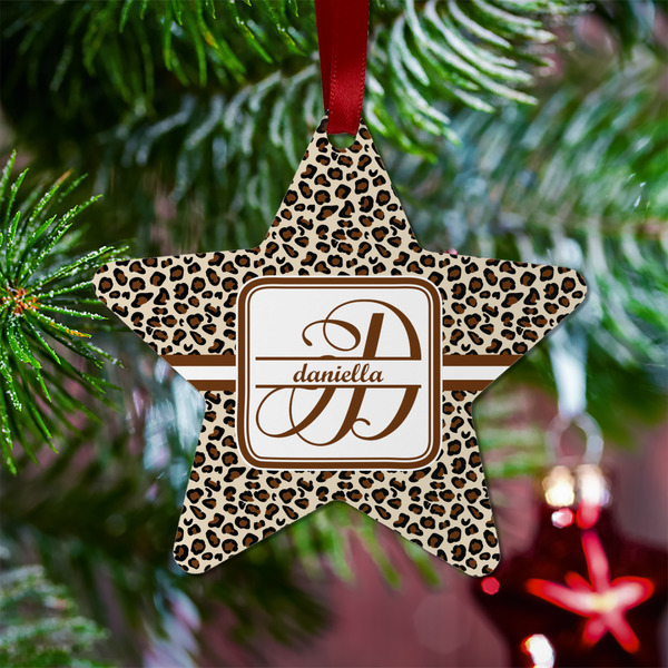 Leopard Print Metal Star Ornament - Lifestyle