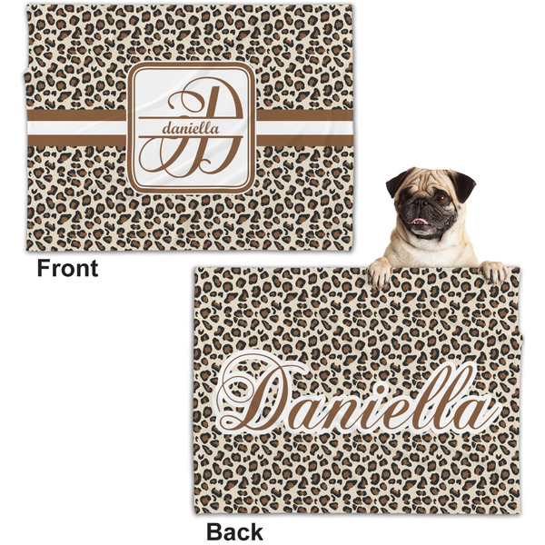 Leopard Print Microfleece Dog Blanket - Regular - Front & Back