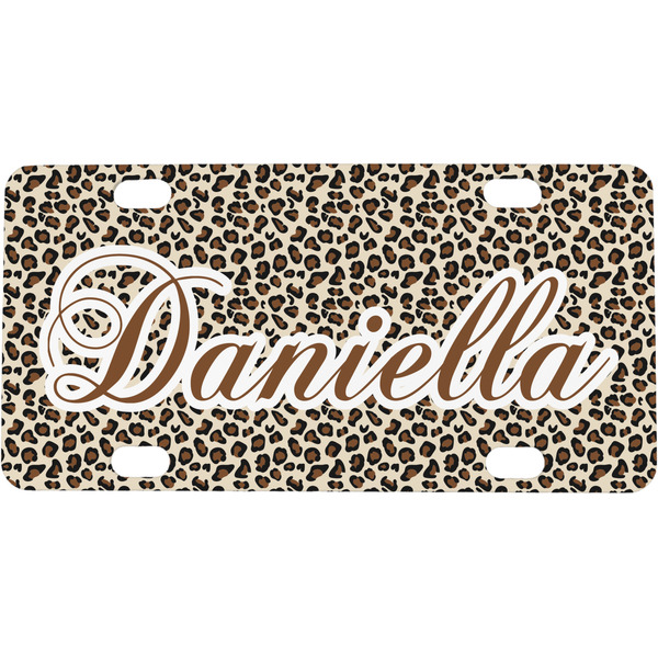 Custom Leopard Print Mini / Bicycle License Plate (4 Holes) (Personalized)