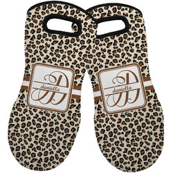 Leopard Print Neoprene Oven Mitts - Set of 2 w/ Name and Initial