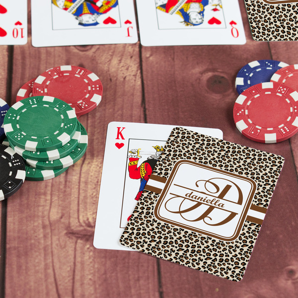 Leopard Print On Table with Poker Chips