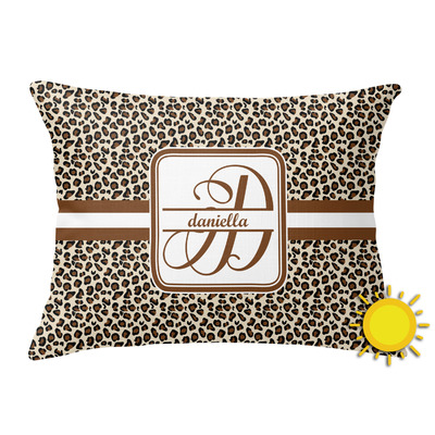 Leopard Print Outdoor Throw Pillow (Rectangular) (Personalized)