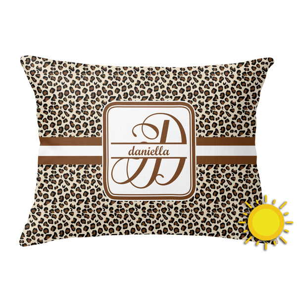 Custom Leopard Print Outdoor Throw Pillow (Rectangular) (Personalized)