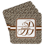 Leopard Print Paper Coasters w/ Name and Initial