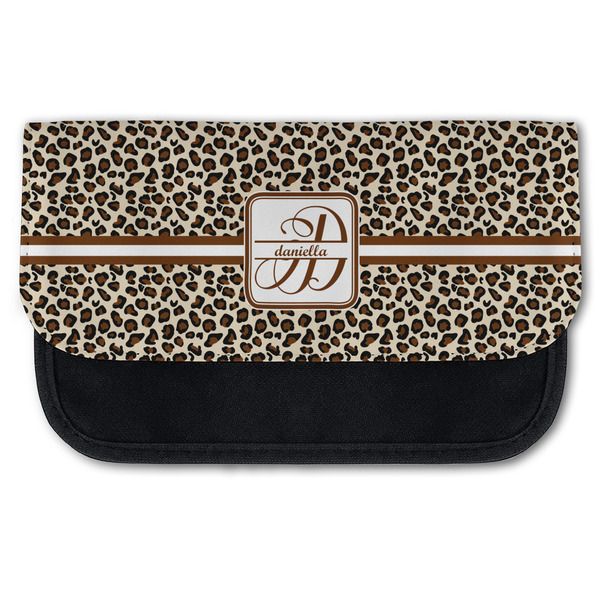 Custom Leopard Print Canvas Pencil Case w/ Name and Initial
