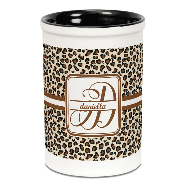 Leopard Print Pencil Holder - Black