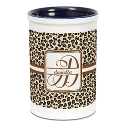 Leopard Print Ceramic Pencil Holders - Blue