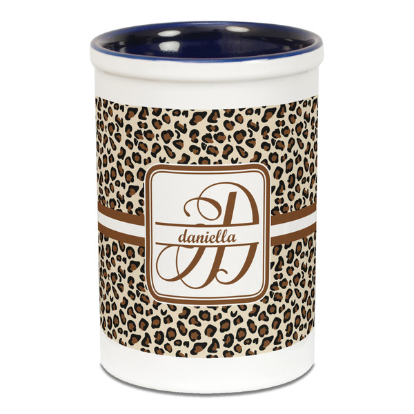 Leopard Print Pencil Holder - Blue