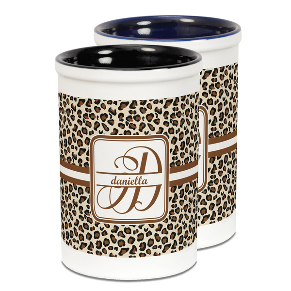 Custom Leopard Print Ceramic Pencil Holder - Large