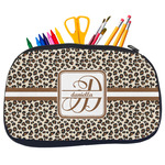 Leopard Print Neoprene Pencil Case - Medium w/ Name and Initial