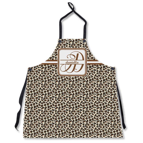 Custom Leopard Print Apron Without Pockets w/ Name and Initial