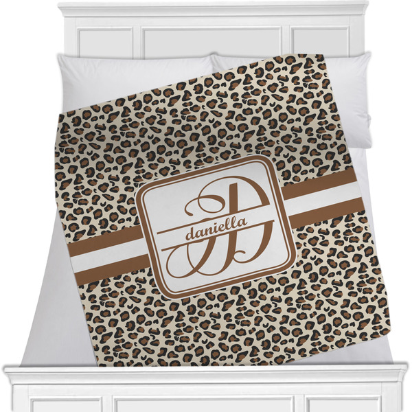 Custom Leopard Print Minky Blanket - Toddler / Throw - 60"x50" - Double Sided (Personalized)