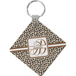 Leopard Print Diamond Plastic Keychain w/ Name and Initial