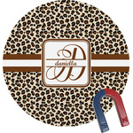 Leopard Print Round Fridge Magnet (Personalized)