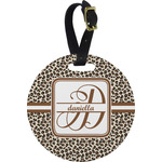 Leopard Print Plastic Luggage Tag - Round (Personalized)