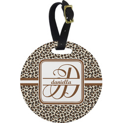 Leopard Print Plastic Luggage Tag - Round (Personalized)