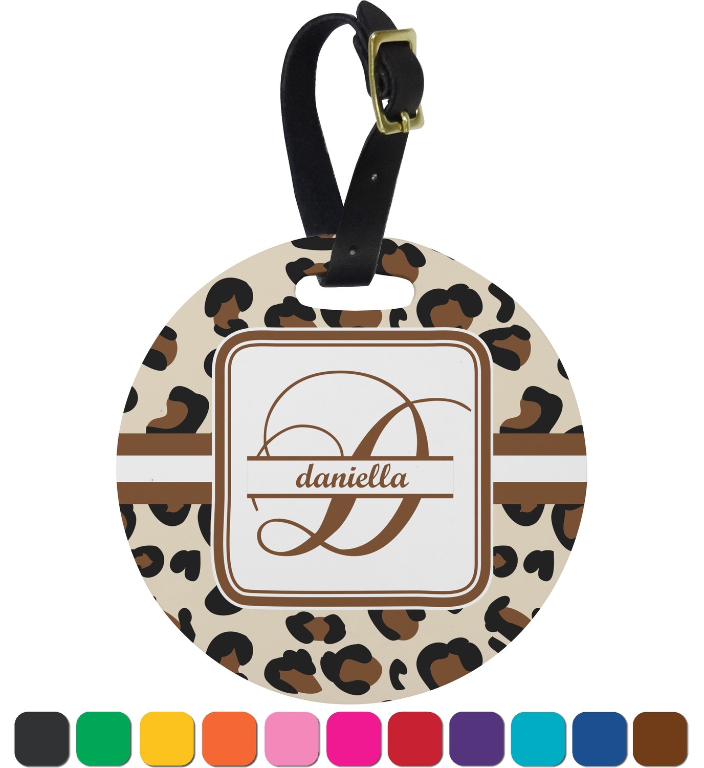 Leopard Print Round Luggage Tag (Personalized) YouCustomizeIt
